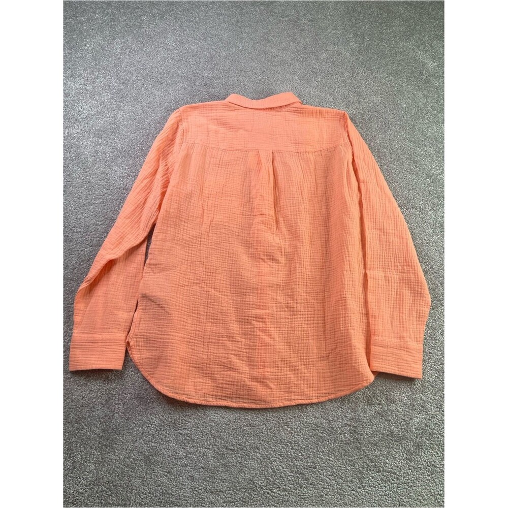 J. Crew Factory Double-gauze Button-Up Shirt Size Medium Electric Peach Cotton - Picture 5 of 8